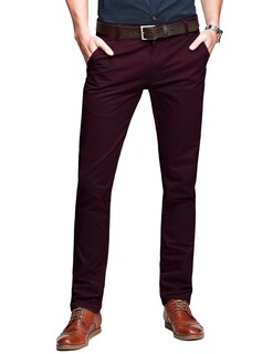 Foto 1 | Foto 1 | Pantalones Delgados Con Parte Delantera Plana Y Cónica Para Hombre Que Combinan Con El Rojo Vino 34 - Venta Internacional.