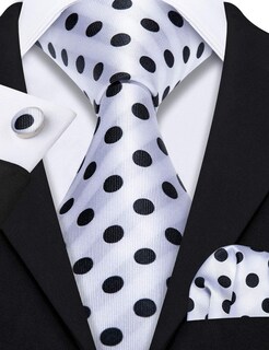 Foto 4 | Foto 4 | Juego De Corbatas Barry.wang De Seda Con Lunares De 150 Cm - Venta Internacional.