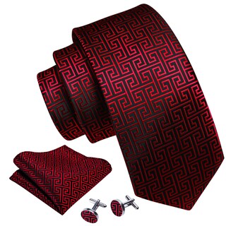 Foto 2 | Foto 2 | Juego De Corbatas Barry.wang Tejidas En Seda Roja Y Negra De 150 Cm - Venta Internacional.