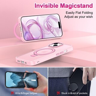 Foto 3 | Foto 3 | Funda De Teléfono Con Soporte Magnético Magsafe Para Iphone 13 Y 14 Color Rosa - Venta Internacional.