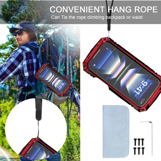 Foto 3 | Foto 3 | Funda Para Teléfono Lunivop Iphone 16 6.1 Pulgadas Metal Rugoso Roja - Venta Internacional.