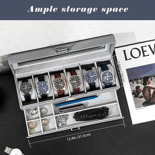 Foto 3 | Foto 3 | Caja Para Relojes Procase Con 6 Ranuras 32 5 X 11 X 11 Cm Gris Con Cajón - Venta Internacional.