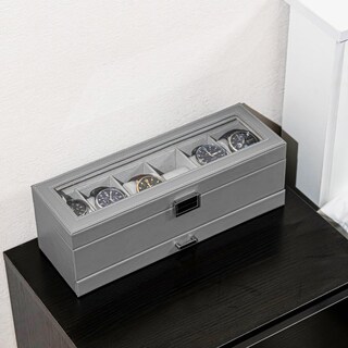 Foto 5 | Foto 5 | Caja Para Relojes Procase Con 6 Ranuras 32 5 X 11 X 11 Cm Gris Con Cajón - Venta Internacional.