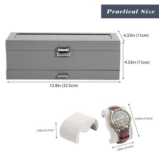 Foto 6 | Foto 6 | Caja Para Relojes Procase Con 6 Ranuras 32 5 X 11 X 11 Cm Gris Con Cajón - Venta Internacional.