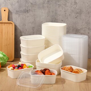 Foto 2 | Foto 2 | Paquete De 50 Cuencos De Papel Rectangulares Desechables Maxdot 740 Ml - Venta Internacional.