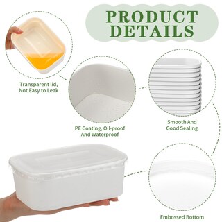 Foto 3 | Foto 3 | Paquete De 50 Cuencos De Papel Rectangulares Desechables Maxdot 740 Ml - Venta Internacional.