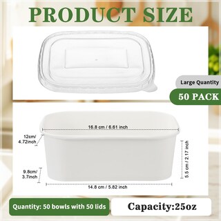 Foto 4 | Foto 4 | Paquete De 50 Cuencos De Papel Rectangulares Desechables Maxdot 740 Ml - Venta Internacional.