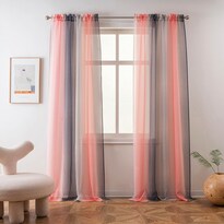 Cortina Yancorp 132 X 160 Cm Color Rosa Y Gris Degradado Con Bolsillo Para Varillas - Venta Internacional.