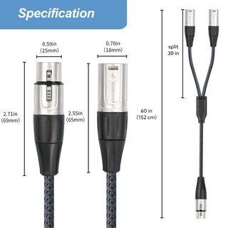 Foto 2 | Foto 2 | Cable Divisor Xlr Devinal Balanceado Hembra A Doble Macho De 1 5 M - Venta Internacional.