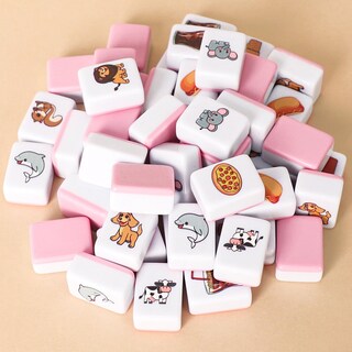 Foto 7 | Foto 7 | Juego De Bloques Mahjong Gracias Para 2 Jugadores Con 50 Fichas Rosas De Primera Calidad - Venta Internacional.