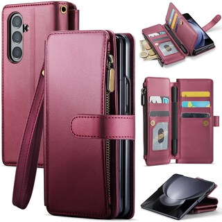 Foto 1 | Foto 1 | Funda Tipo Cartera Deekeewe Para Samsung Galaxy Z Fold 7 5g Color Rojo Vino - Venta Internacional.