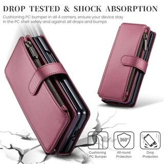 Foto 2 | Foto 2 | Funda Tipo Cartera Deekeewe Para Samsung Galaxy Z Fold 7 5g Color Rojo Vino - Venta Internacional.