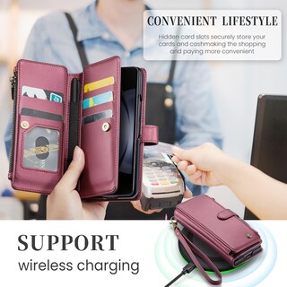 Foto 3 | Foto 3 | Funda Tipo Cartera Deekeewe Para Samsung Galaxy Z Fold 7 5g Color Rojo Vino - Venta Internacional.