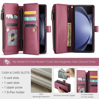 Foto 5 | Foto 5 | Funda Tipo Cartera Deekeewe Para Samsung Galaxy Z Fold 7 5g Color Rojo Vino - Venta Internacional.