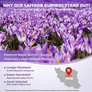 Foto 5 | Foto 5 | Gomitas De Azafrán Mchokuu 60 Unidades Para Concentrar El Sueño Y El Cortisol - Venta Internacional.