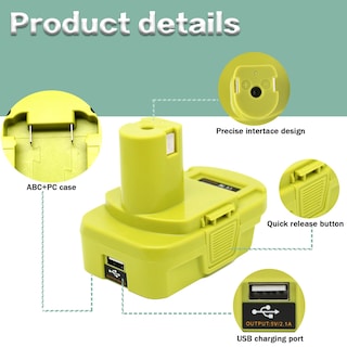 Foto 2 | Foto 2 | Adaptador De Batería Genérico Dm18rl Dewalt 20v A Ryobi 18v Usb - Venta Internacional.
