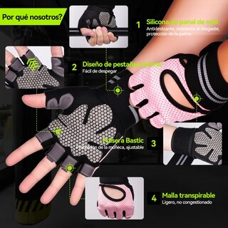 Foto 4 | Foto 4 | ''guante Lab.g Para Gym Pesas Deportivos Muñequeras Mujer Y Hombre Rosa Talla Xl ''