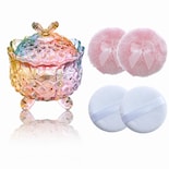 Set Powder Puff Qopoto De 5 Piezas Con Estuche De Cristal - Venta Internacional.