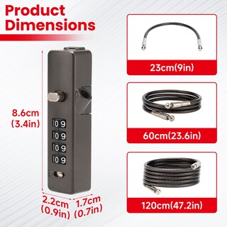 Foto 2 | Foto 2 | Candado Con Cable Combinado Tokckybl De 4 Dígitos Para Pistola De Bicicleta Color Gris - Venta Internacional.