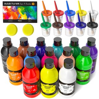 Foto 1 | Foto 1 | Set De Pintura Nicpro 14 Colores 250 Ml Lavable Con Brochas Y Tazas - Venta Internacional.
