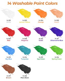 Foto 7 | Foto 7 | Set De Pintura Nicpro 14 Colores 250 Ml Lavable Con Brochas Y Tazas - Venta Internacional.