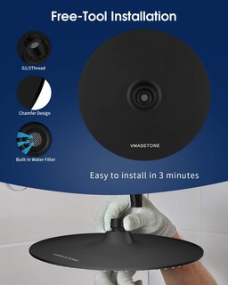 Foto 4 | Foto 4 | Cabezal De Ducha Vmasstone Rain 23 Cm Alta Presión 200 Boquillas - Venta Internacional.