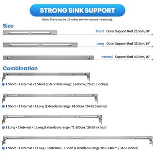 Foto 3 | Foto 3 | Soportes Para Fregadero Bajo Encimera Snowtaros De Acero Inoxidable (paquete De 2) - Venta Internacional.
