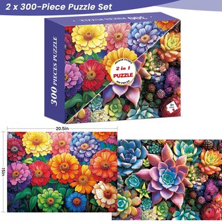 Foto 2 | Foto 2 | Puzzle Najiaxiaowu De 300 Piezas Con Flores Y Suculentas Para Adultos - Venta Internacional.