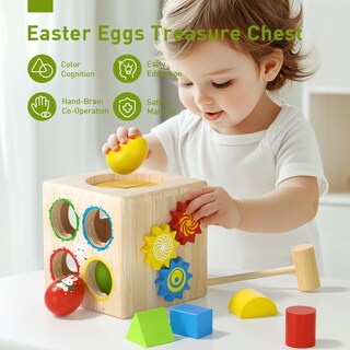 Foto 3 | Foto 3 | Juguete Clasificador De Formas De Madera Montessori Iyyyy De 1 Año O Más Con 8 Bloques - Venta Internacional.