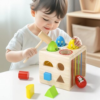 Foto 4 | Foto 4 | Juguete Clasificador De Formas De Madera Montessori Iyyyy De 1 Año O Más Con 8 Bloques - Venta Internacional.