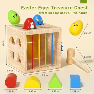 Foto 6 | Foto 6 | Juguete Clasificador De Formas De Madera Montessori Iyyyy De 1 Año O Más Con 8 Bloques - Venta Internacional.