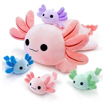 Peluche Yuncol Axolotl Mommy Con 4 Axolotl Bebés De 40 Cm Color Rosa - Venta Internacional.