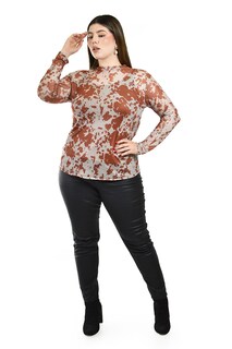 Foto 5 | Foto 5 | Blusa Peplum Roman Fashion 1759 Café para Mujer