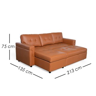 Foto 2 | Foto 2 | Sofá Cama Kairo Café De Cuero Sintético Chaise Longue/cama Extraíble 3 Plazas Funcional Y Moderno Ilios Innova