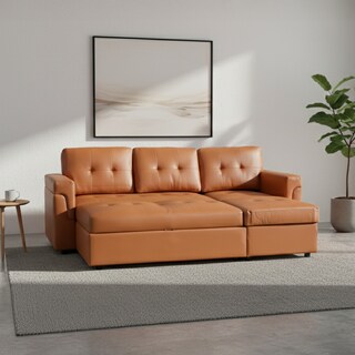 Foto 5 | Foto 5 | Sofá Cama Kairo Café De Cuero Sintético Chaise Longue/cama Extraíble 3 Plazas Funcional Y Moderno Ilios Innova