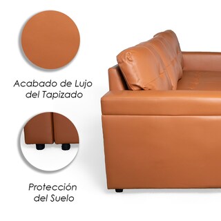 Foto 8 | Foto 8 | Sofá Cama Kairo Café De Cuero Sintético Chaise Longue/cama Extraíble 3 Plazas Funcional Y Moderno Ilios Innova