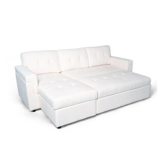 Foto 1 | Foto 1 | Sofá Cama Kairo Blanco De Cuero Sintético Chaise Longue/cama Extraíble 3 Plazas Funcional Y Moderno Ilios Innova