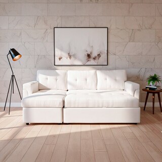 Foto 5 | Foto 5 | Sofá Cama Kairo Blanco De Cuero Sintético Chaise Longue/cama Extraíble 3 Plazas Funcional Y Moderno Ilios Innova