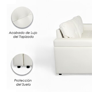 Foto 7 | Foto 7 | Sofá Cama Kairo Blanco De Cuero Sintético Chaise Longue/cama Extraíble 3 Plazas Funcional Y Moderno Ilios Innova
