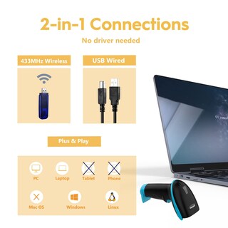 Foto 2 | Foto 2 | Escáner De Código De Barras Inalámbrico Receptor Usb De 100 M De Alcance Nadamoo - Venta Internacional.
