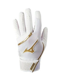 Foto 1 | Foto 1 | Guantes De Bateo De Béisbol Mizuno Mvp Youth Blanco-gold Medium - Venta Internacional.