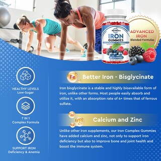 Foto 3 | Foto 3 | Suplemento De Hierro Revinutra Iron Gomies Con Zinc Y Calcio 60 Unidades - Venta Internacional.