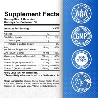 Foto 4 | Foto 4 | Suplemento De Hierro Revinutra Iron Gomies Con Zinc Y Calcio 60 Unidades - Venta Internacional.