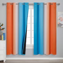 Cortinas Estelar Textiler Ombre Naranja Azul Opaco 132 X 183 Cm - Venta Internacional.