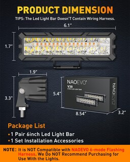 Foto 3 | Foto 3 | Barra De Luces Led Naoevo De 6 Pulgadas 50 W 3700 Lm Combinación Spot & Flood 2 Unidades - Venta Internacional.