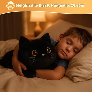 Foto 4 | Foto 4 | Peluche Gato Negro Pesado Sqeqe Almohada Suave 25 Cm - Venta Internacional.
