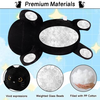Foto 7 | Foto 7 | Peluche Gato Negro Pesado Sqeqe Almohada Suave 25 Cm - Venta Internacional.