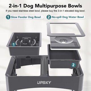 Foto 3 | Foto 3 | Comedero Para Mascotas Upsky 2 En 1 Cuencos De Alimentación Lenta Y Elevados Ajustables - Venta Internacional.