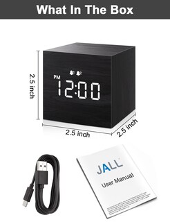 Foto 7 | Foto 7 | Reloj Despertador Jall Digital Led Con Pantalla De Hora Madera Negra - Venta Internacional.