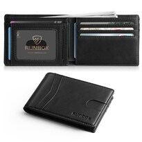 Cartera Runbox Delgada De Piel Plegable Con Bloqueo Rfid 11 X 8 X 1 5 Cm - Venta Internacional.